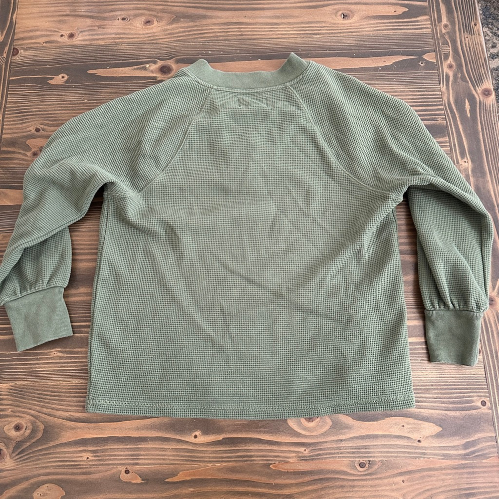 Madewell Green Waffle Knit Henley Long Sleeve Top Women’s Size S - Picture 4 of 8